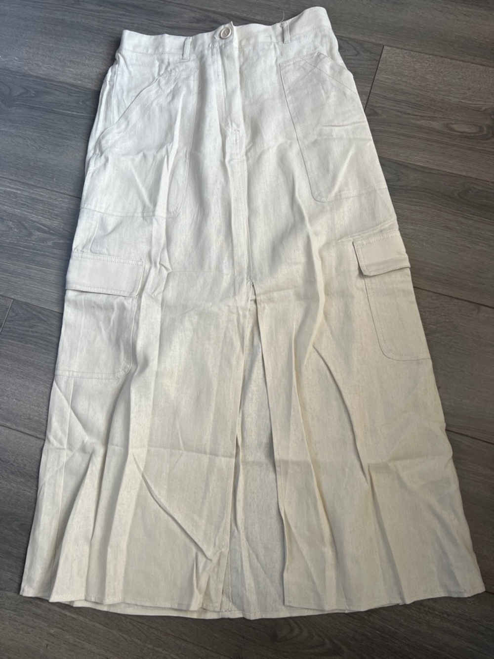 Max Studio Cream Midi Skirt with Cargo Pockets